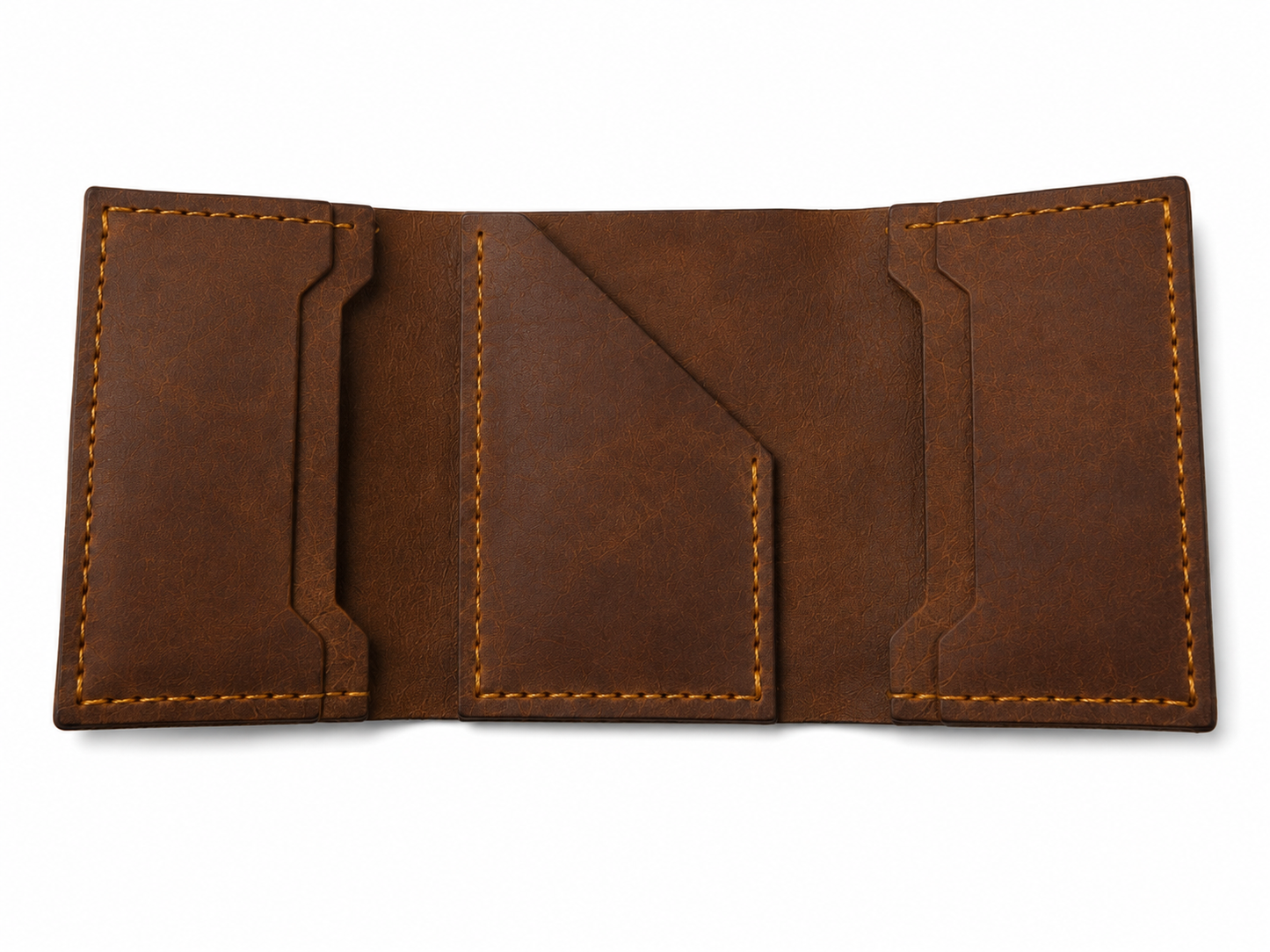 Handmade Dark Brown Veg Tan Trifold Wallet