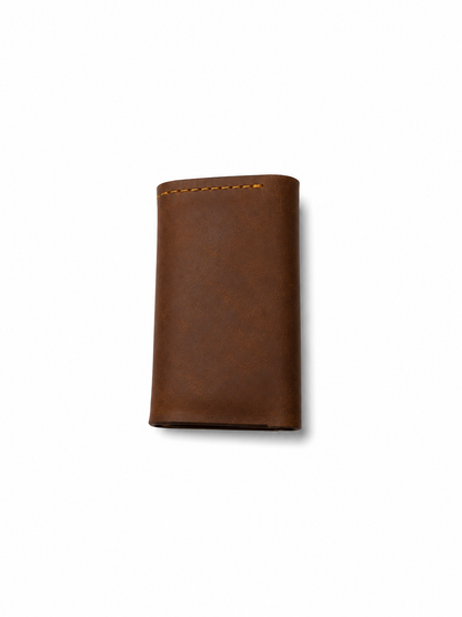 Handmade Dark Brown Veg Tan Trifold Wallet