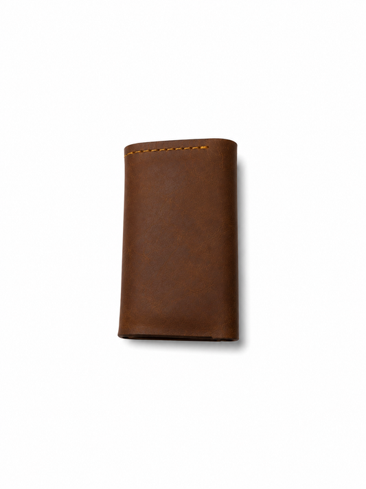 Handmade Dark Brown Veg Tan Trifold Wallet